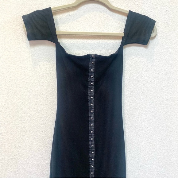 Reformation Whitney Ribbed Black Bodycon Dress XS - Picture 6 of 11